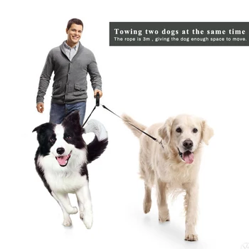 

360 Degree Double Retractable Automatic Dog Leash With LED Light Dual Headed Pet Leashes Automatic Retractable Dogs Traction