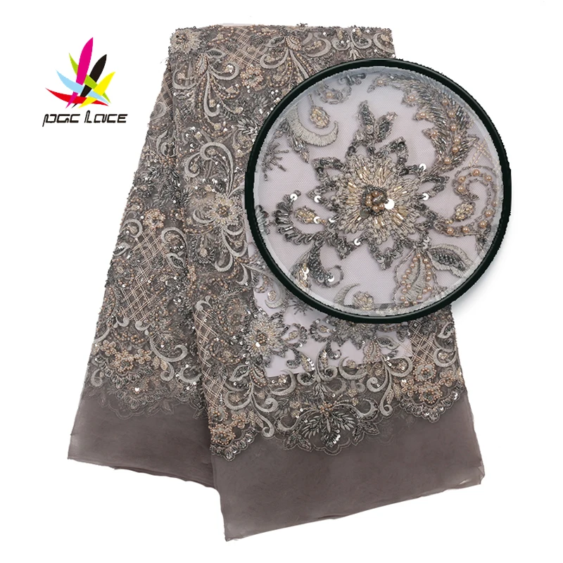 Nigerian Heavy Handmade Beads Lace Beautiful Beaded Fabric Luxury African French Tulle Mesh for Wedding Party XZ2972B | Дом и сад