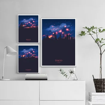 

Berlin Germany Skyline poster Canvas London England Tokyo Japan Art Print Wall Pictures for Living Room No Frame