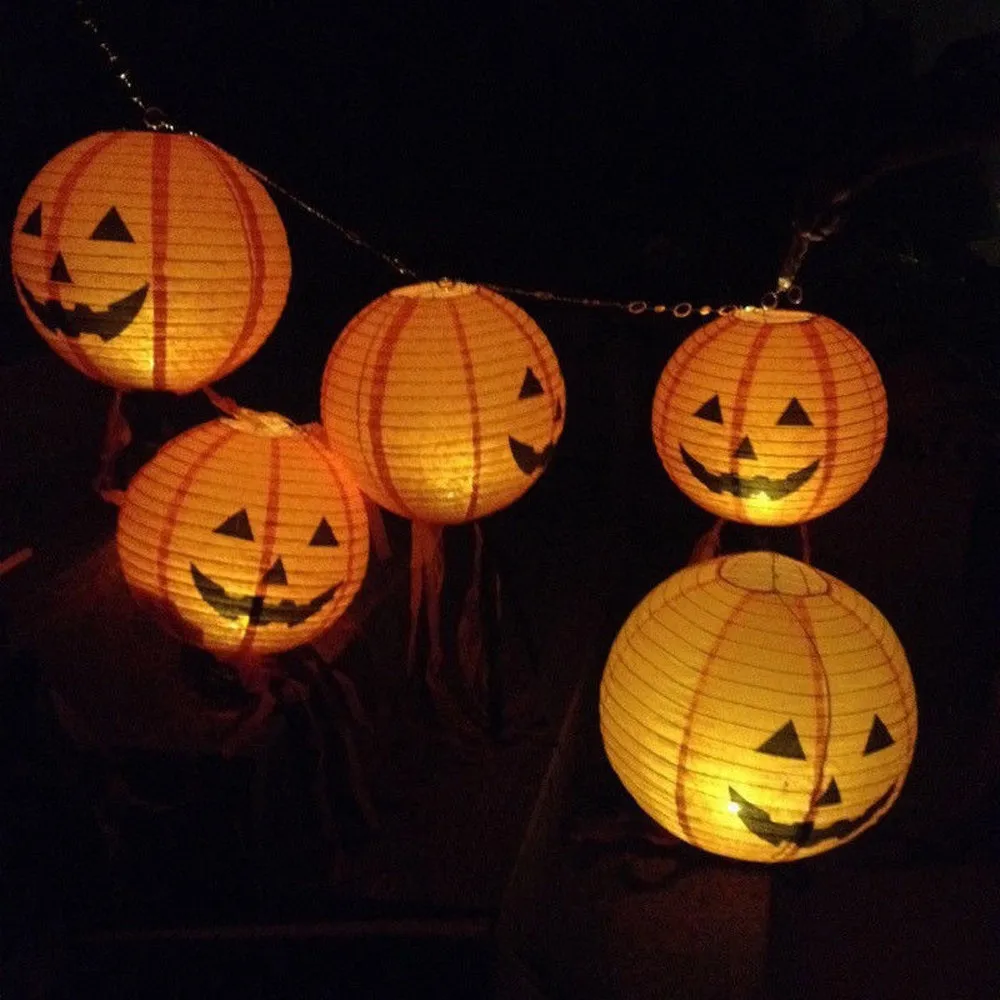 Фестиваль фонарь 20 см 30 см 40 см Хэллоуин бумага тыква подвесной фонарь DIY Праздничная декорация для вечеринки страшная лампа#45