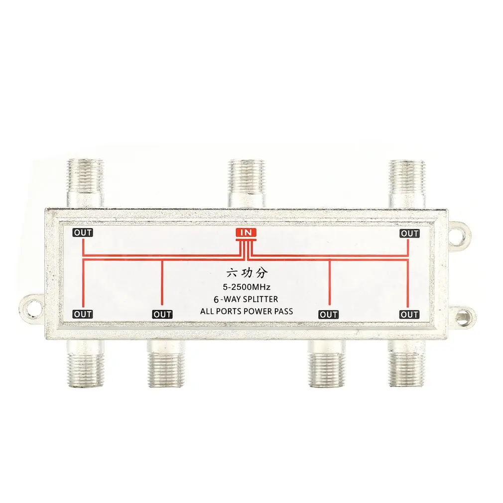 

6 Way Satellite Antenna Cable TV Signal Splitter Distributor For SATV/CATV 5-2400MHz Satellite Receiver For SATV/CATV