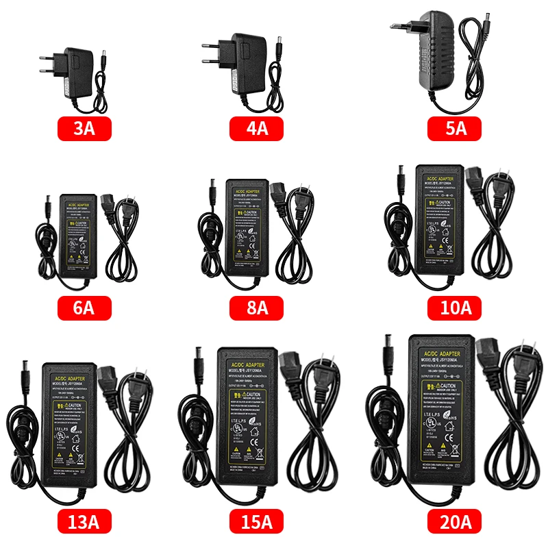 AC110-240V питания Трансформаторы освещения выход DC12V 3A 5A 6A 8A 10A 15A 18A 20A вилка Европа/США