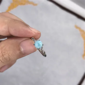 

Genuine Natural Blue Larimar Crystal Ring For Women Lady Love Gift 925 Silver Fashion Jewelry Adjustable Size Ring AAAA 6mm