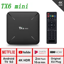 LEMFO TX6 Мини ТВ приставка на базе Android Box 9,0 2 Гб ram 16 Гб 4K медиаплеер Netflix Google Youtube телеприставка