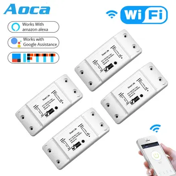 

DIY WiFi Smart Light Switch Universal Breaker Timer Wireless Remote Control Works with Alexa Google Home Smart Home 4 Pieces