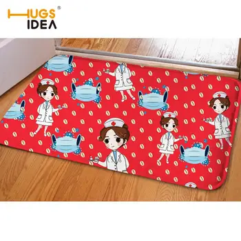 

HUGSIDEA Nurse Mask Nursing Printed for Living Room Floor Mats New Home Decor Outdoor Entrance Door Carpets Alfombras