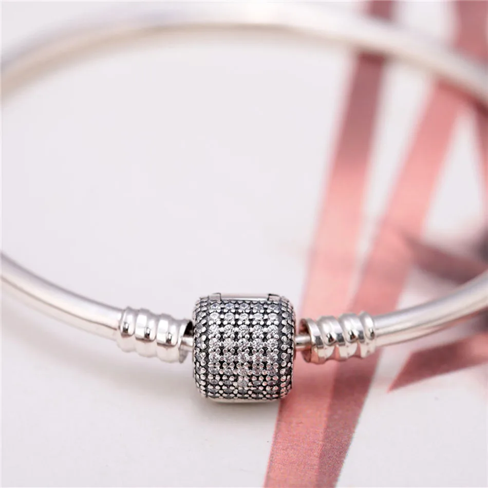 

Original Signature Clasp With Crystal Snake Bracelet Bangle Fit 925 Sterling Silver Bead Charm Bangle Diy Fine Jewelry