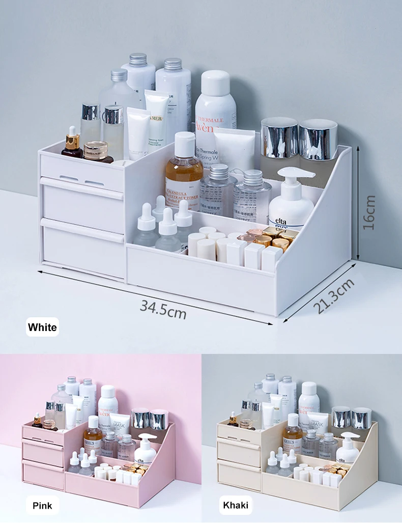 Large Capacity Cosmetic Storage Box Makeup Desktop Jewelry Nail Polish Lipstick Rangement Container Desktop Drawer Organizer