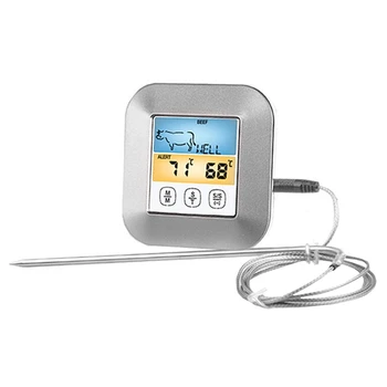 

Kitchen Timer Bbq Temperature Cooking Food Meat Grill Bbq Waterproof Probes Oven Cooking Meter Alarm Display Colorful Screen
