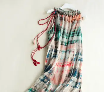 

Summer Beach Dress New Chiffon Women Print Green dress Elegant Natural Fabric High Quality Hot Selling Free Shipping