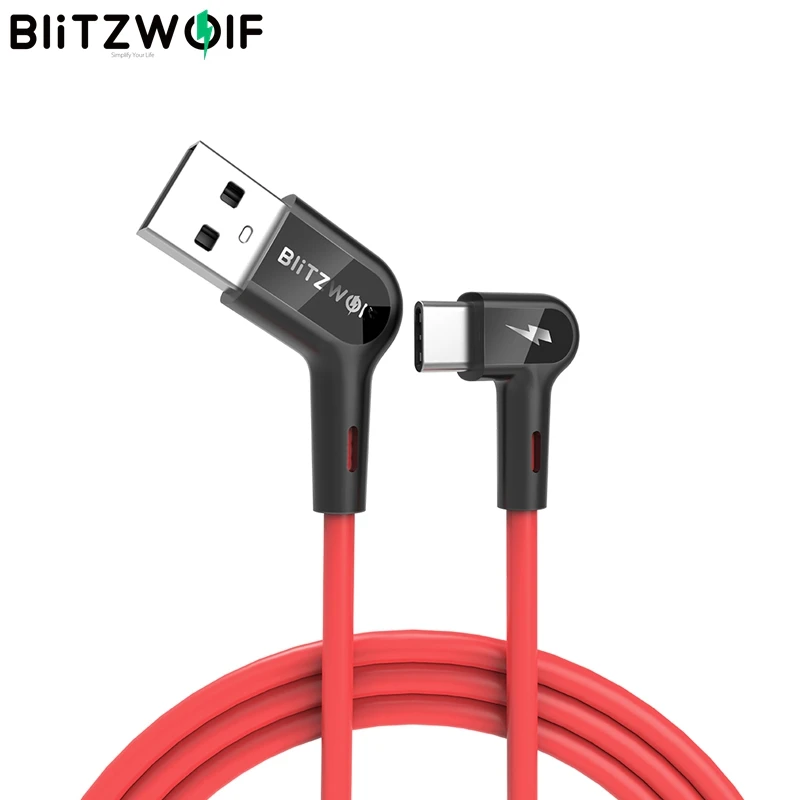 Зарядный кабель для передачи данных Blitzwolf BW AC1 3 А 90 ° под прямым углом USB A Type C Samsung