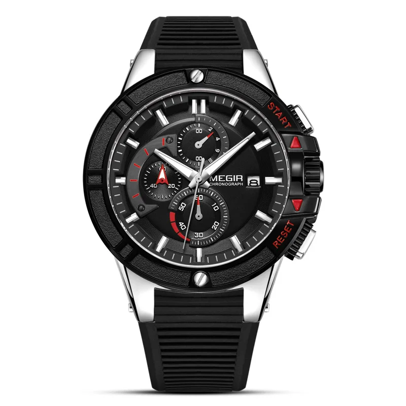

[New Style natural detox gainer Fashion & Sports Multi-functional Timing Silicone Band Quartz Men's Watch] Model: 2095G