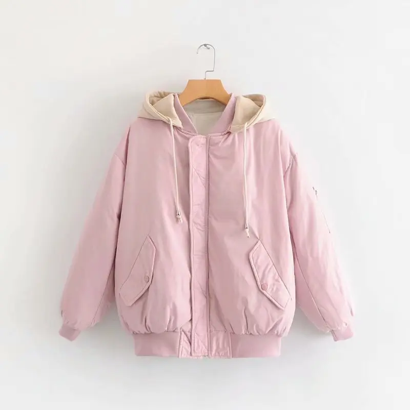 

Korean-style 2018 Autumn And Winter New Style Solid Color Hooded Double-sided Wear Cotton Coat Cotton-padded Clothes Women's Cot