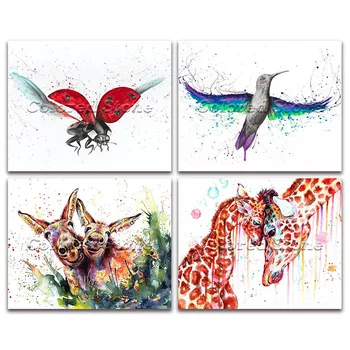 

5D Full Square Diamond painting embroidery Cross stitch Animal colorful insect bird donkey giraffe 3D DIY Round Drill mosaic 045