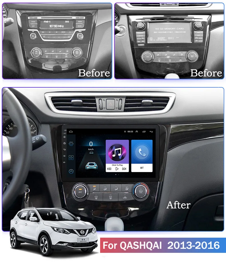 Для Nissan QashQai 2013- автомобильный Радио Мультимедиа Видео плеер навигация gps Android 8,1 аксессуары SWC BT wifi седан без dvd