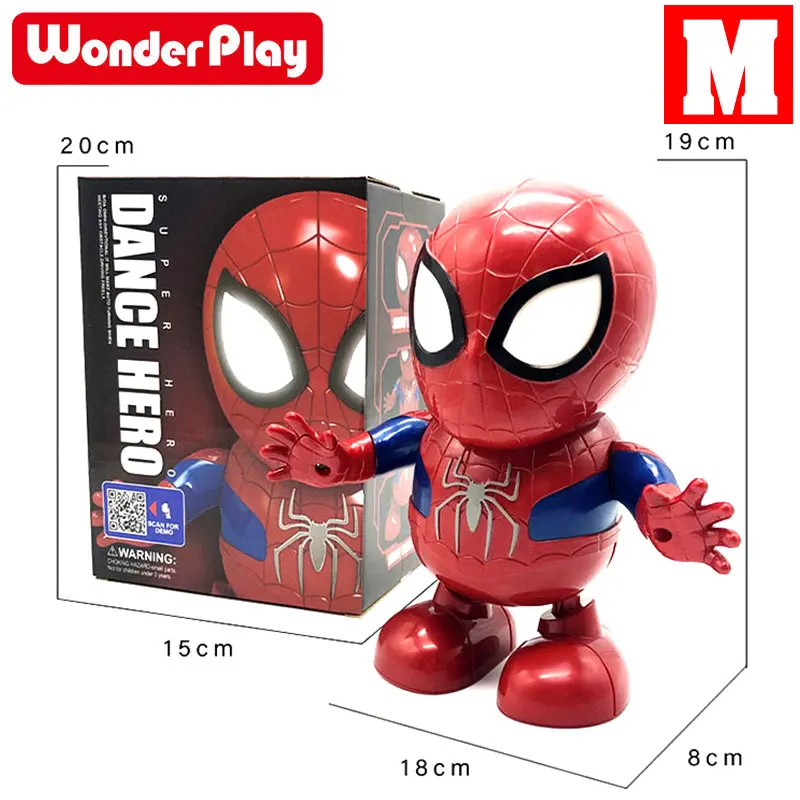 Дизайн для Мстители Super hero "Человек-паук" для танцев фигуркы игрушки с Led светильник музыка робот hero электронные игрушки для детей - Цвет: 1 set