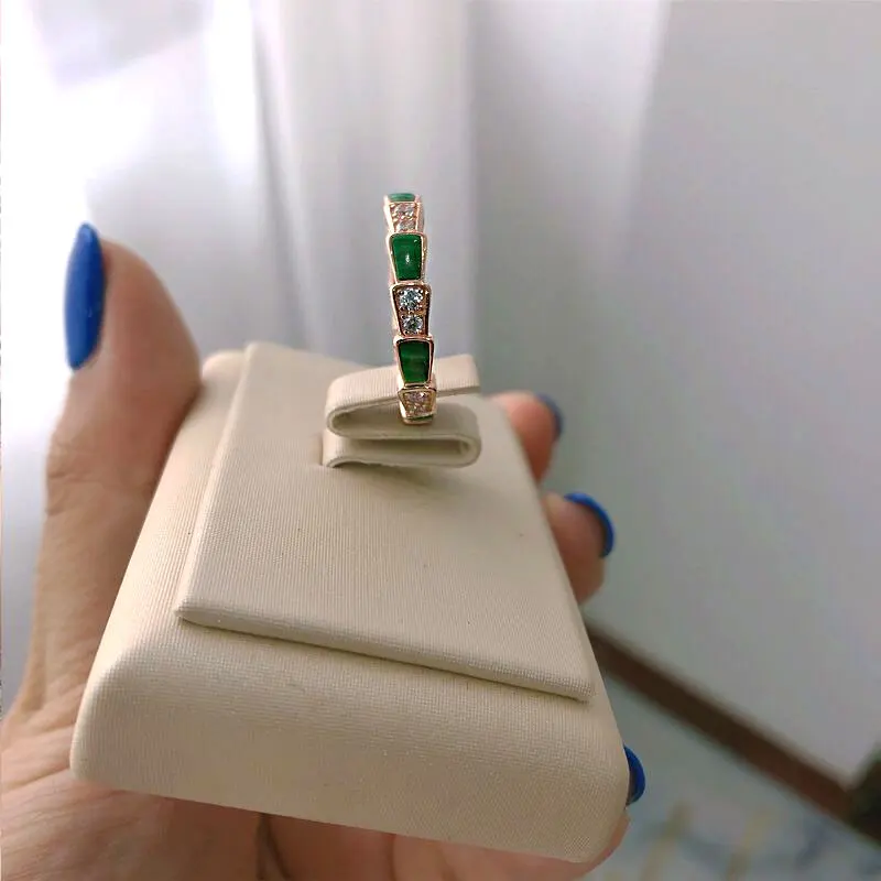 Titanium and steel metal ring, white shell and green shell inlaid with diamond original design jewelry, wedding jewelry, couple