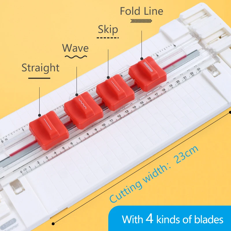 Paper Cutting Tools A4 4-in-1 Paper Cutter Trimmer Paper Cutting Machine Cutter with 4 Kinds of Blades Precision Cutting Photo Card Film