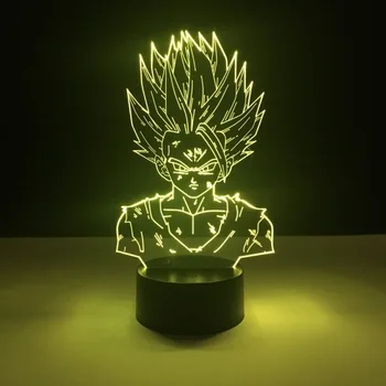 

LED Dragon Ball Z Vegeta Figure Kids Led Night Light Touch Sensor Children Nightlight Bedroom Decorative with Table Clock Base