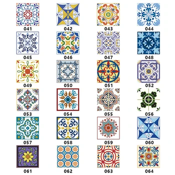 

15pcs/set 8/10/12/15cm Bohemian Style Tiles Wall Sticker Table Bathroom Waist Line Art Mural Home Decor Floor Dagonal Wallpaper