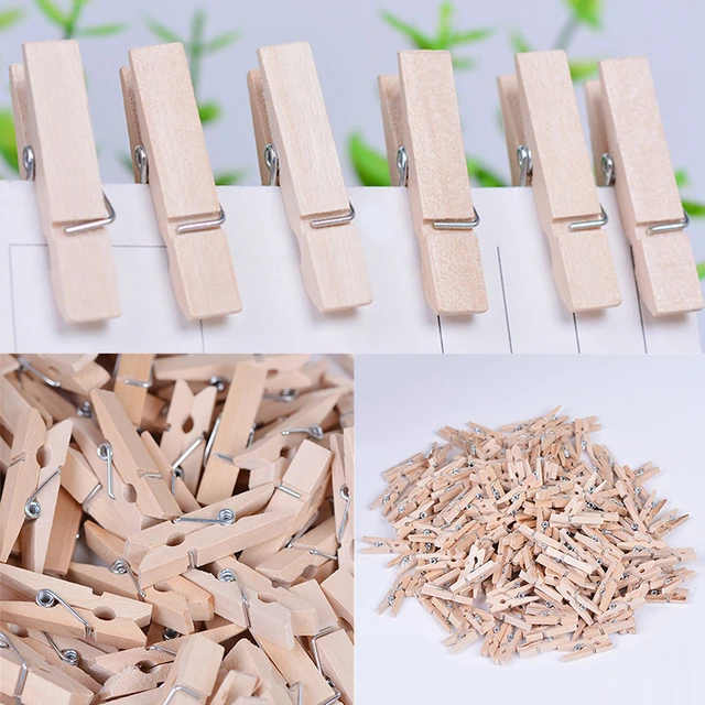100Pcs 2.5cm Mini Natural Wooden Clothes Pin Photo Peg Clothespin DIY Craft  stationery clips paper clips desk set paperclips - AliExpress