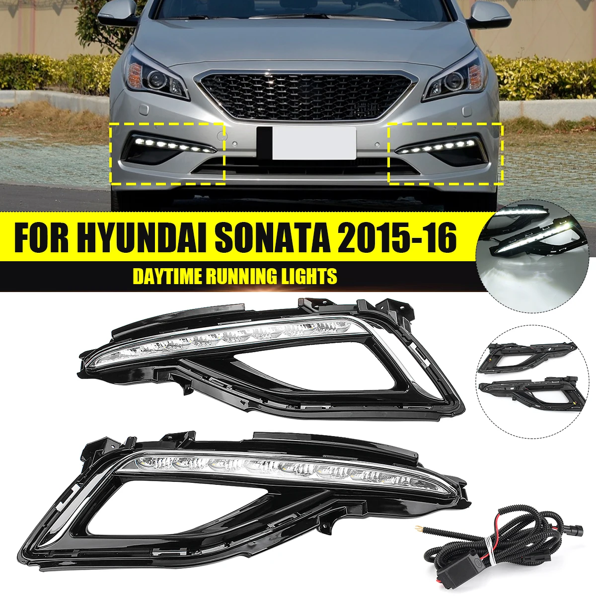 12 В Drl для Hyundai Sonata 9 2015 2016 дневные ходовые огни ПЕРЕДНИЙ БАМПЕР фара для вождения белый свет Автомобильные аксессуары Стайлинг 12 В Drl для Hyundai Sonata 9 2015 2016 дневные ходовые огни ПЕРЕДНИЙ БАМПЕР фара для вождения белый свет Автомобильные аксессуары Стайлинг