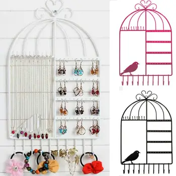 

Birdcage Shape Iron Rack Necklace Earrings Holder Jewelry Storage Rack Mount Wall Display Shelf Jewelry Organizer Home Decor