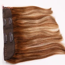 12 дюймов прямые индийские Remy один кусок набор Finsh линия Halo волосы флип в настоящие человеческие волосы для наращивания