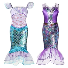 Girls Little Mermaid Ariel Princess Dress Cosplay Costumes for Kids Baby Girl Mermaid Dress Up Sets Children Halloween Clothing