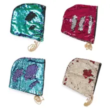 Женские двухсторонние рыбьи чешуи блестки капюшон шляпа Хэллоуин вечерние кепки с цепочкой