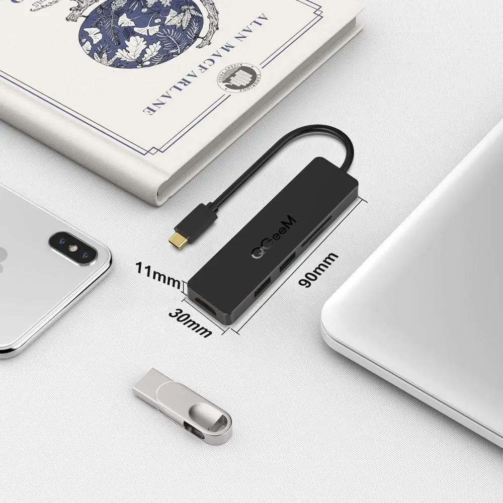 QGeeM USB C концентратор для Macbook Pro Type HDMI 3 0 TF SD Мульти 1 адаптер iPad OTG Разветвитель док