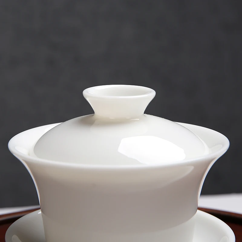 [GRANDNESS] китайская церемония Gaiwan пиалы для чая керамическая белая чашка из нефрита и фарфора 120 мл