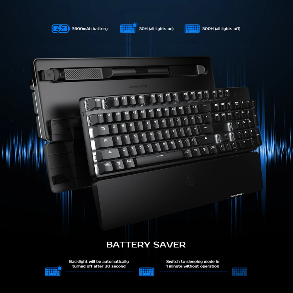 LED Backlit 104 Keys Ergonomic Wrist Rest Keyboard for Windows PC Gamer Desktop Computer GameSir Gaming Keyboard Wireless Mechanical Keyboard
