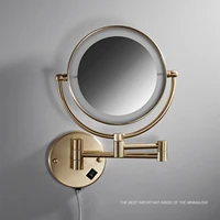Cosmetic Mirror Antique Brass Dual Side LED Wall Lamp Magnification 3 X/5 X/10 X Extending Folding Brushed Gold Makeup Mirrors 1