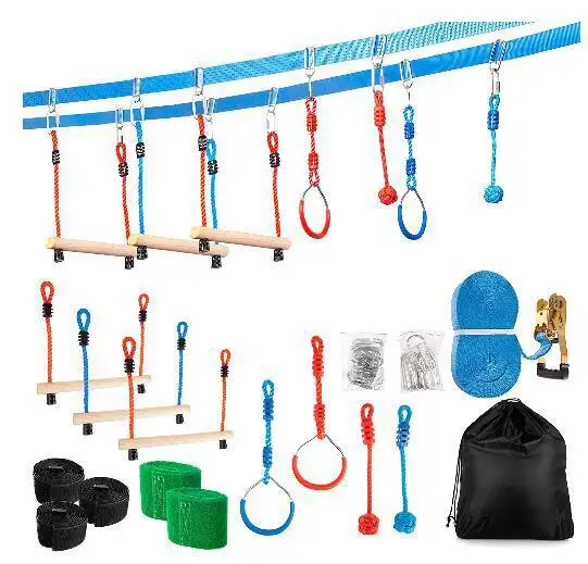Backyard Garden Rings Climbing Game Outdoor Training Activity Safe Sports Rope Swing Hanging Rings Children Climbing Equipment