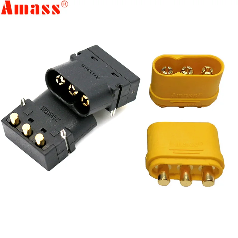5/10/20 пара Amass MR60PW Male MR60 Female Plug трехъядерный Позолоченный разъем двигателя ESC для