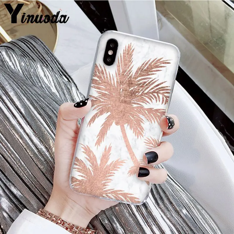 Красивый чехол для телефона Yinuoda с золотым розовым блестящим принтом iPhone 8 7 6 6S Plus X