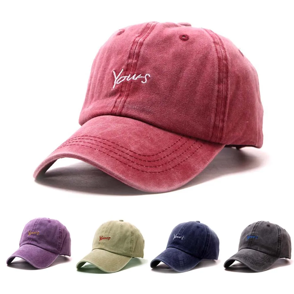 Регулируемый Винтаж буквы папа шляпа Потертая джинсовая ткань хлопковая футболка в стиле ретро Бейсбол шляпа для Для мужчин Для женщин