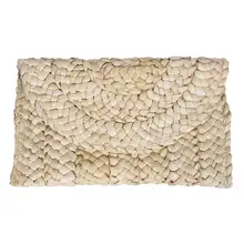 Ретро Женский конверт с клапаном клатчи кошелек длинный Плетеный кошелек Летняя Пляжная соломенная сумка