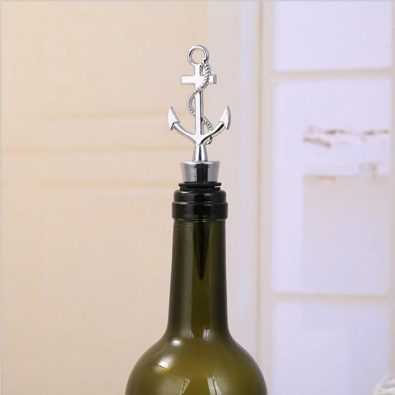 10 шт./лот)+ серебряный якорь дизайн бутылки вина Пробка стикеры морской тематики Свадебная вечеринка раздаточный материал для гостей