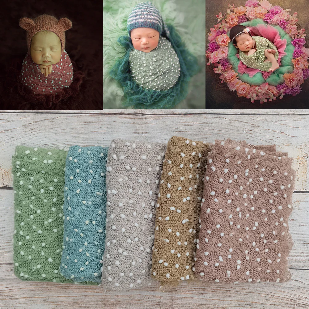 Don&ampJudy Soft Baby Photo Wraps with Hat 2pcs Sets Newborn Boys Girls Photography Swaddle Blanket Infant Picture Prop Accessories | Мать и