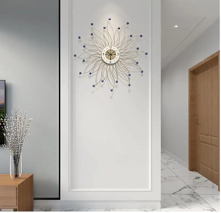 Европейский цветок из кованого железа форма настенные часы Настенное подвесное украшение дома для гостиной комнаты, отеля рисунок-Наклейка на стену украшения ремесла