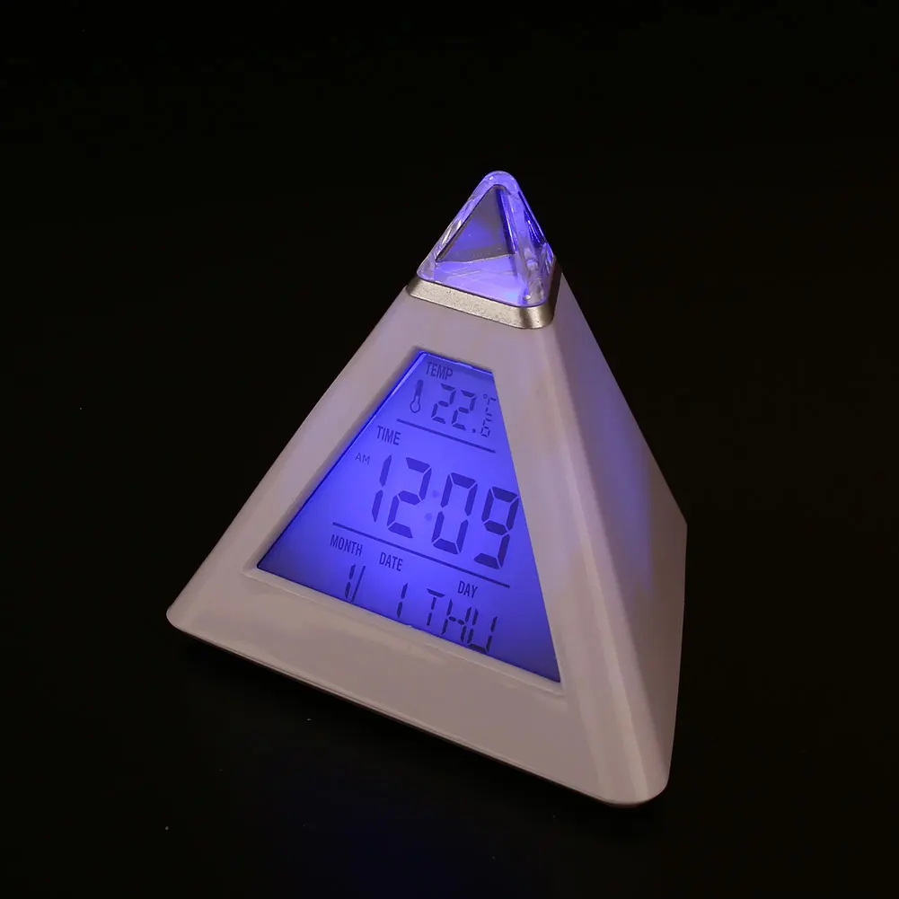 Buy Alarm Clock 7 Color Digital with Date LED Gifts Table Desk Backlight