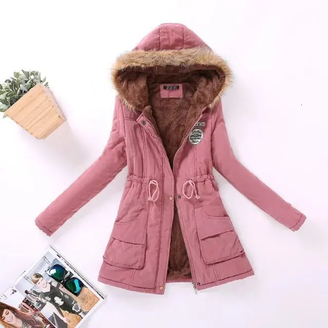 Модная зимняя женская куртка с длинным рукавом и капюшоном, с карманами, Толстая теплая меховая парка Donna, повседневное длинное пальто для женщин, Manteau Femme