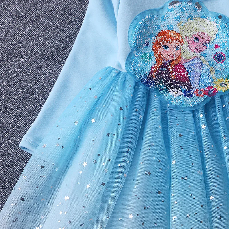 Jargazol/зимнее флисовое платье для девочек; двустороннее платье принцессы Эльзы и Анны с блестками; вечерние платья для девочек-подростков; костюм принцессы