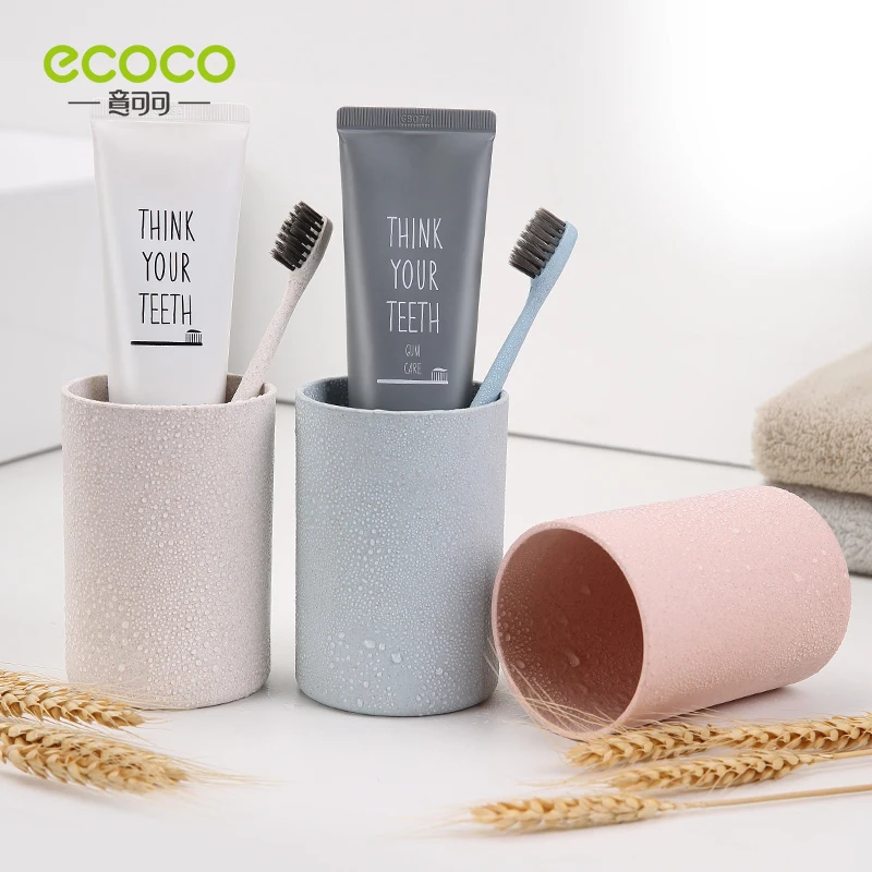 ECOCO Magnetic Adsorption Inverted Toothbrush Holder Simple Toothpaste Storage Rack with Wash Cup Punch Free Bathroom Sets
