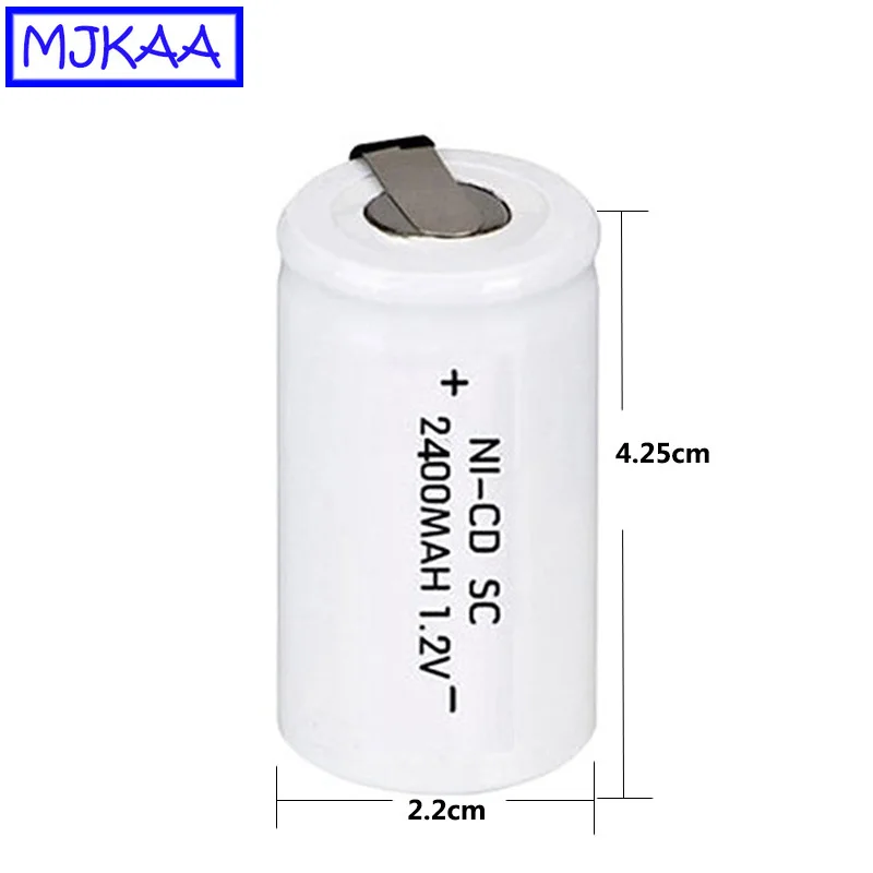 Перезаряжаемая батарея MJKAA 12 шт. SC 2400 мАч 1 2 в 22*42 Ni CD Sub C для электрической отвертки
