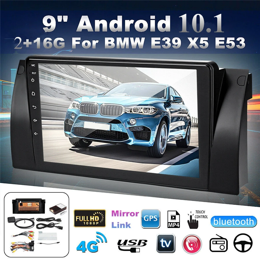 

9'' Android 10.1 Car Stereo Radio Head Unit for BMW 5 7 Series X5 M5 E39 E38 E53