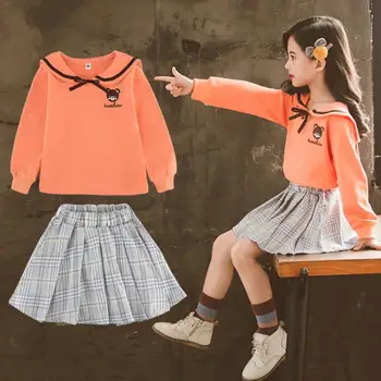 

Spring and autumn suit for girls the new Chinese navy wind hoodie with 100 pleats and half skirt in 2020