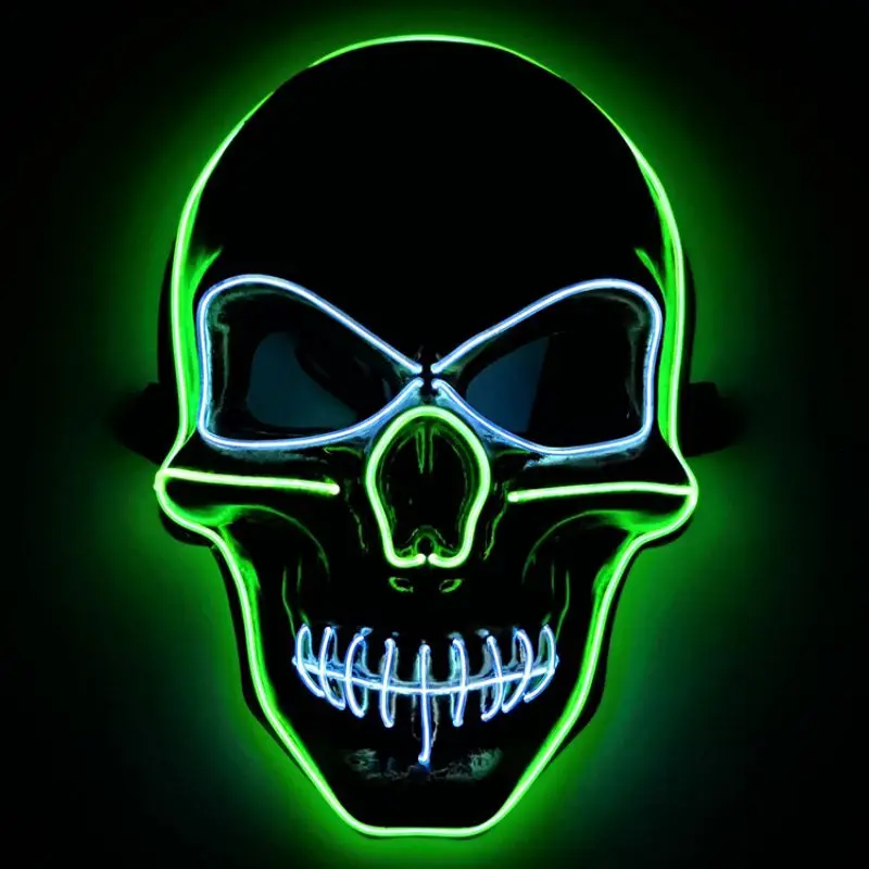 

EL Cold Skull Halloween Mask Led Glowing Mask Street Dance Ghost Face Mask Bar Party Performance Horror Night Light Mask